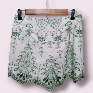 Green Embroidered Women's Shorts